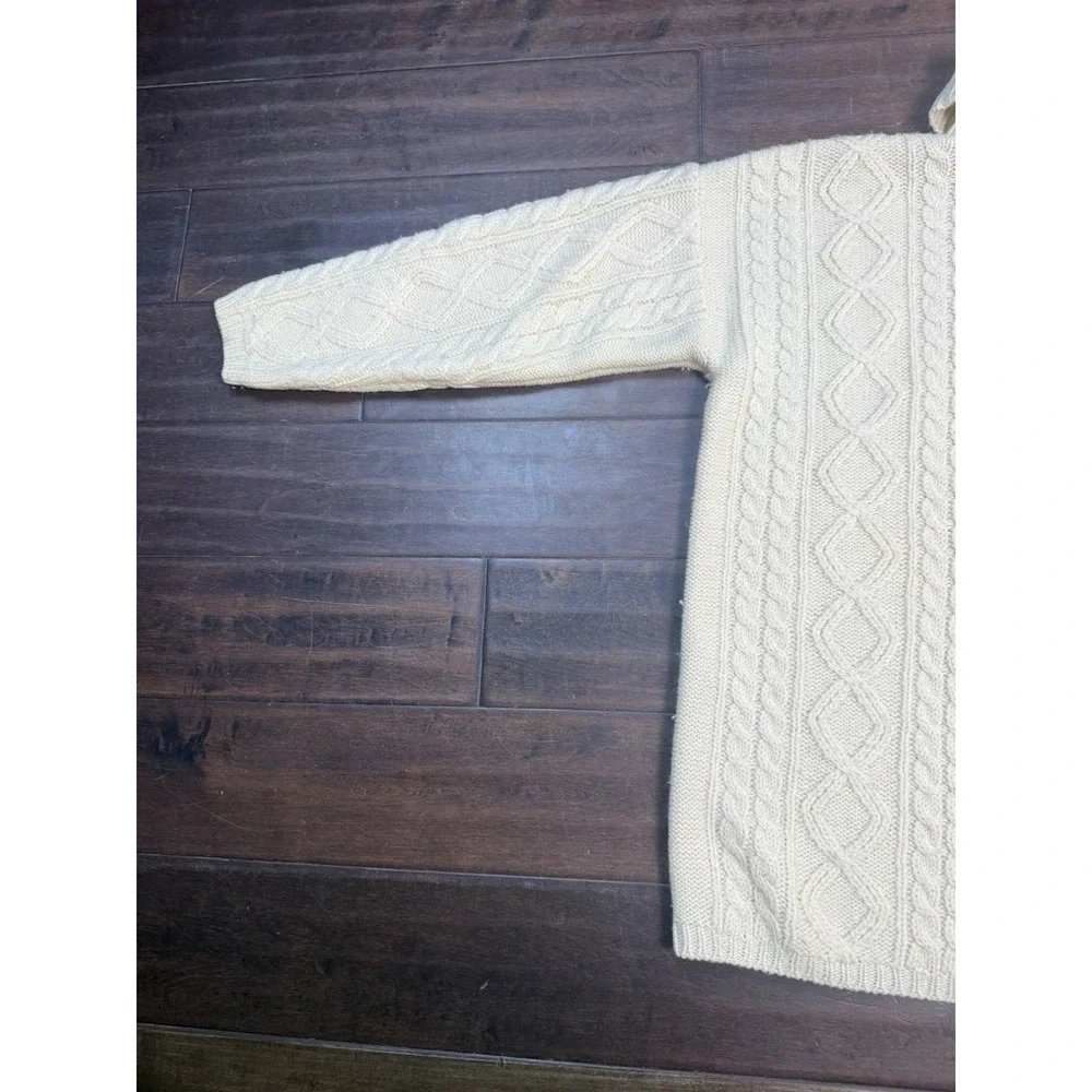 Vintage 80's Charter Club Sweater Wool Cable‎ Knit Fisherman | Cream | Medium